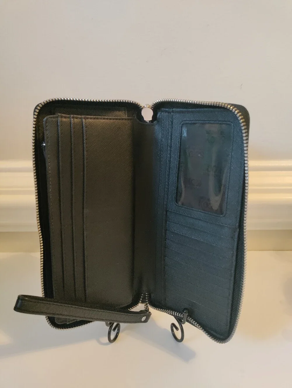 Michael Kors Black Pebbled Leather Zip-Around Wristlet